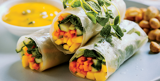 Summer Rolls with Mango Lime & Mint Dipping Sauce