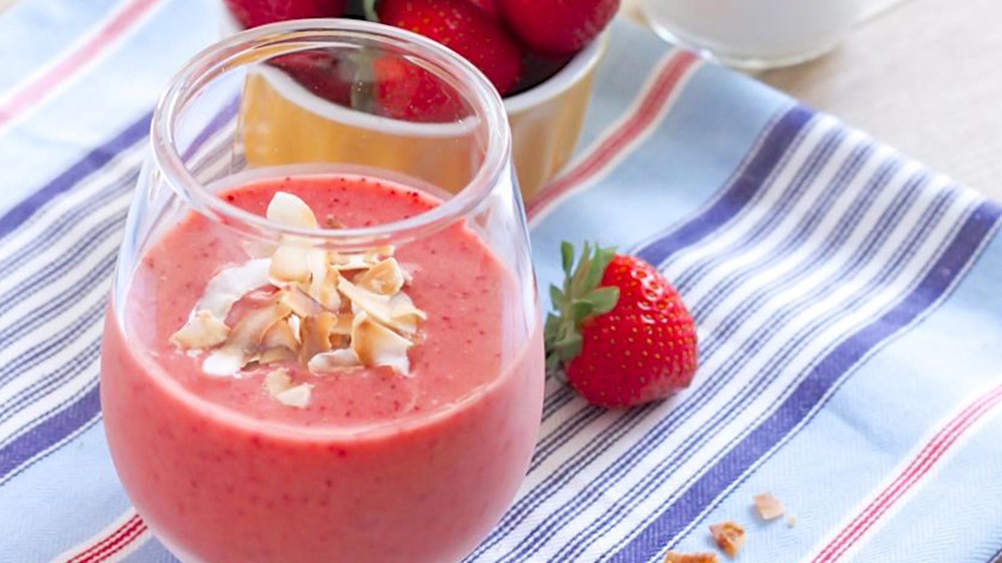Strawberry Banana Protein Smoothie with Coconut
