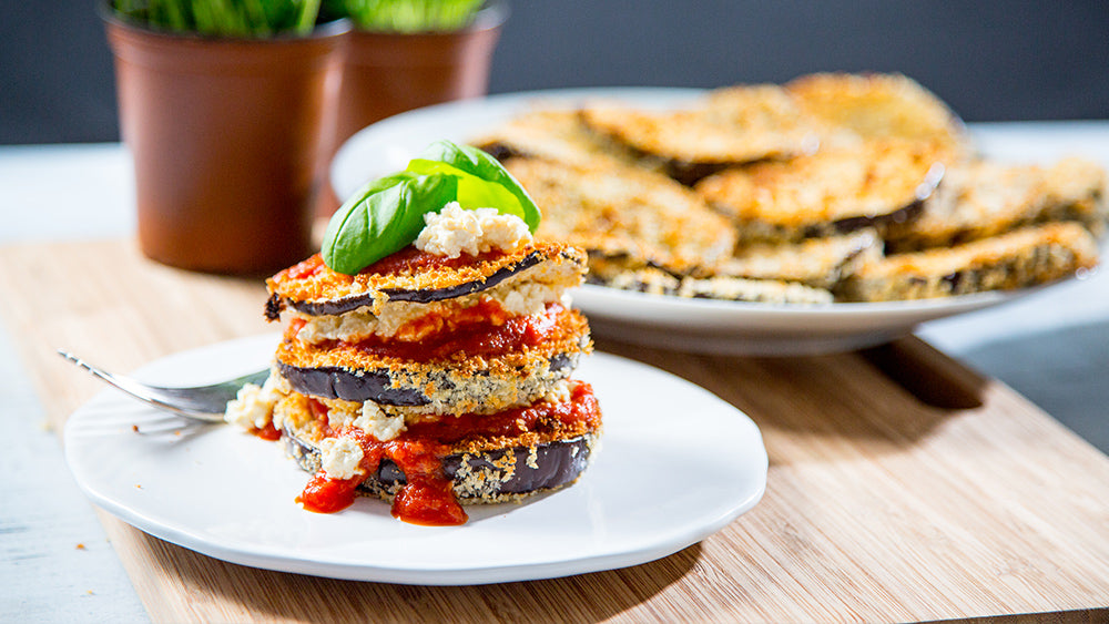 Vegan Eggplant Parmesan Stacks