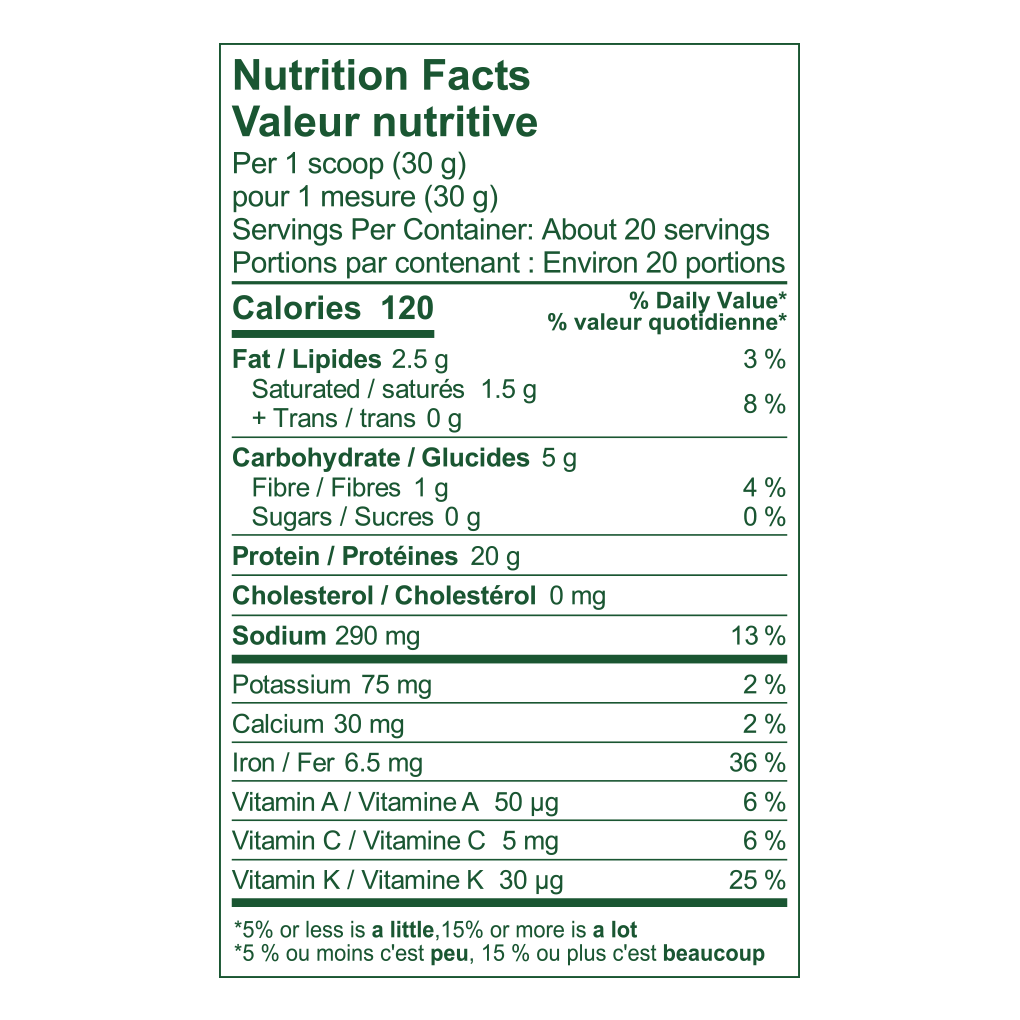 Vanilla Protein and Greens Nutrition Facts 